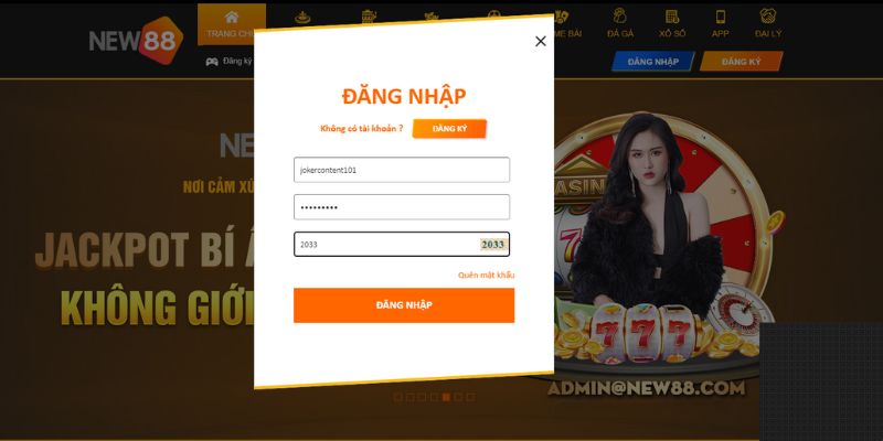 Bước 1: Truy cập vào nhà cái mới NEW88, và đăng nhập vào tài khoản của bạn.