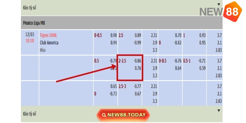 Ví dụ cụ thể về kèo tài xỉu 2-2.5 Ví dụ cụ thể về kèo tài xỉu 2-2.5
